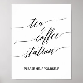 Elegant zwart kalligrafie thee- en koffiebord poster