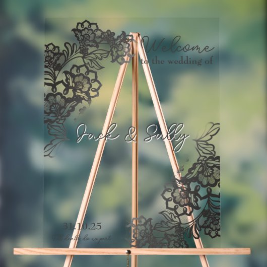 Elegant zwart kant acryl teken acryl bord (Neutraal)