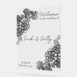 Elegant zwart kant acryl teken bord