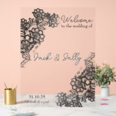 Elegant zwart kant acryl teken bord (Huwelijk)