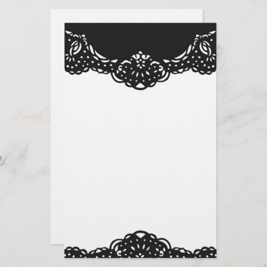 Elegant zwart kant  briefpapier (Voorkant / Achterkant)