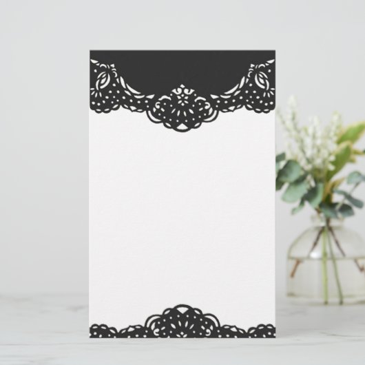 Elegant zwart kant briefpapier (Staand voorkant)