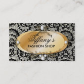 Elegant Zwart Kant  Mode Visitekaartjes (Voorkant)