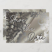 Elegant Zwart Kant  Save The Date (Voorkant / Achterkant)