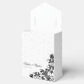 Elegant Zwart Kant Wit Damasks Bedankdoosjes (Geopend)