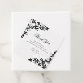 Elegant Zwart Kant Wit Damasks Bedankjes Labels (In situ)