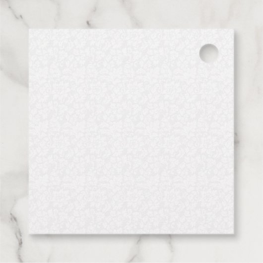 Elegant Zwart Kant Wit Damasks Bedankjes Labels (Achterkant)