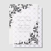 Elegant Zwart Kant Wit Damasks Bruiloft Vellum Uitnodigingen (Offset (Uitnodiging))