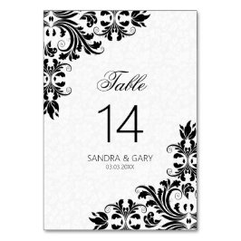 Elegant Zwart Kant Wit Damasks Kaart