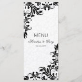 Elegant Zwart Kant Wit Damasks Menu (Voorkant)