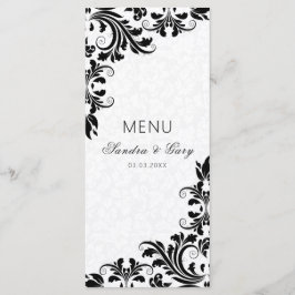 Elegant Zwart Kant Wit Damasks Menu