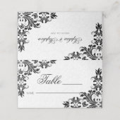Elegant Zwart Kant Wit Damasks Plaatskaartje (Buitenkant ongevouwen)