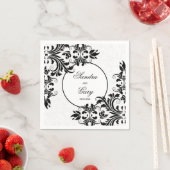 Elegant Zwart Kant Wit Damasks Servet (Insitu)