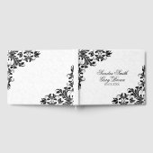 Elegant zwart kant wit damast gastenboek (Volledig)