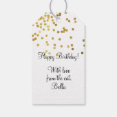 Elegant zwart kat met gouden cadeaus van het kat cadeaulabel (Achterkant)