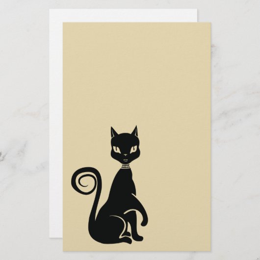 Elegant Zwart Kat Scrabook papier (Voorkant / Achterkant)