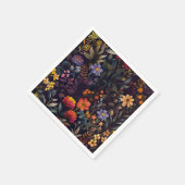 Elegant zwart kleurrijk bloemig servet (Hoek)