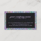 Elegant Zwart & Kleurrijke Paarse Glitter & Sparkl Visitekaartje (Achterkant)
