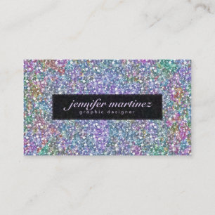 Elegant Zwart Kleurrijke Paarse Glitter & Sparkles Visitekaartje