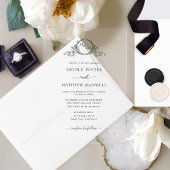 Elegant zwart koninklijke kroon krans monogram acryl uitnodigingen