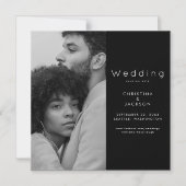 Elegant zwart koppel foto Sla de datum op Magnetische Uitnodiging (Voorkant)