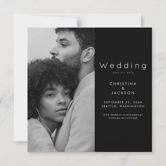 Elegant zwart koppel foto Sla de datum op Magnetische Uitnodiging (Voorkant)