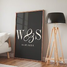 Elegant zwart koppel initieel huwelijksgeschenk