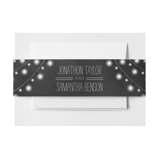 Elegant zwart krijtbord wit string van lichten uitnodigingen wikkel (Voorkant Voorbeeld)