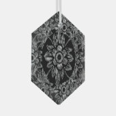 Elegant Zwart Kristal Kerstmis Hexagon Glas Ornament (Voorkant Rechts)