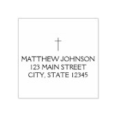 Elegant zwart kruis naam adres rubberstempel (Afrduk)