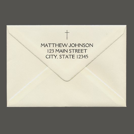 Elegant zwart kruis naam adres rubberstempel