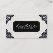 Elegant Zwart Laced Beauty Salon Visitekaartje (Voorkant)
