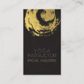 Elegant zwart leder Faux Gold Foil YOGA ZEN Sign Visitekaartje (Voorkant)