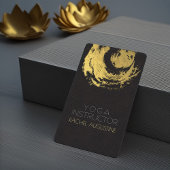Elegant zwart leder Faux Gold Foil YOGA ZEN Sign Visitekaartje