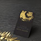 Elegant zwart leder Faux Gold Foil YOGA ZEN Sign Visitekaartje