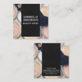 Elegant zwart leder | Makeup Palette en Penselen Vierkante Visitekaartje (Voorkant / Achterkant)