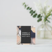 Elegant zwart leder | Makeup Palette en Penselen Vierkante Visitekaartje (Staand voorkant)