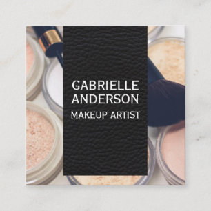 Elegant zwart leder   Makeup Palette en Penselen Vierkante Visitekaartje
