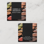 Elegant zwart leder | Makeup Palette Vierkante Visitekaartje (Voorkant / Achterkant)