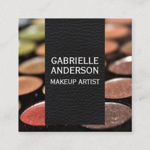 Elegant zwart leder   Makeup Palette Vierkante Visitekaartje