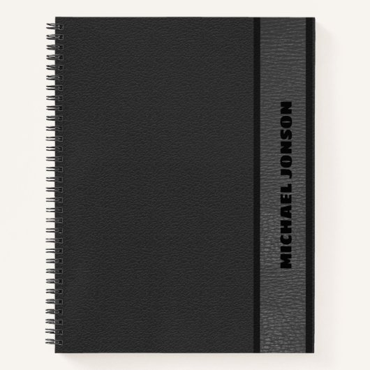 Elegant zwart leder notitieboek (Voorkant)