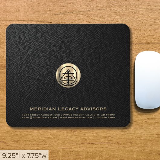 Elegant zwart lederen print luxe gouden Logo Muismat