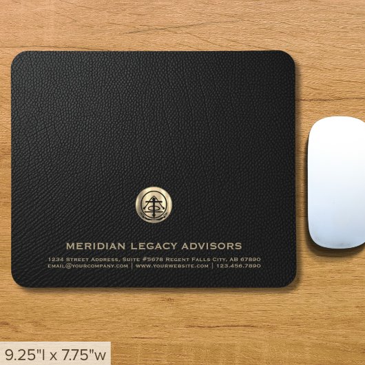 Elegant zwart lederen print luxe gouden Logo Muismat