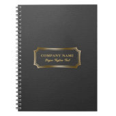Elegant zwart lederen textuur gouden tekst Lijst Notitieboek (Voorkant)