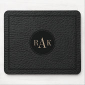 Elegant zwart lederen textuur zwart Lijst Muismat (Voorkant)