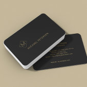 Elegant zwart ledergoud, monogrammen visitekaartje