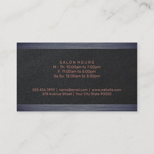 Elegant zwart leer | Donkere textuur trim Visitekaartje (Achterkant)