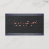 Elegant zwart leer | Donkere textuur trim Visitekaartje (Voorkant)