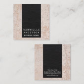 Elegant zwart leer | getextureerde wand vierkante visitekaartje (Voorkant / Achterkant)