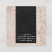 Elegant zwart leer | getextureerde wand vierkante visitekaartje (Achterkant)